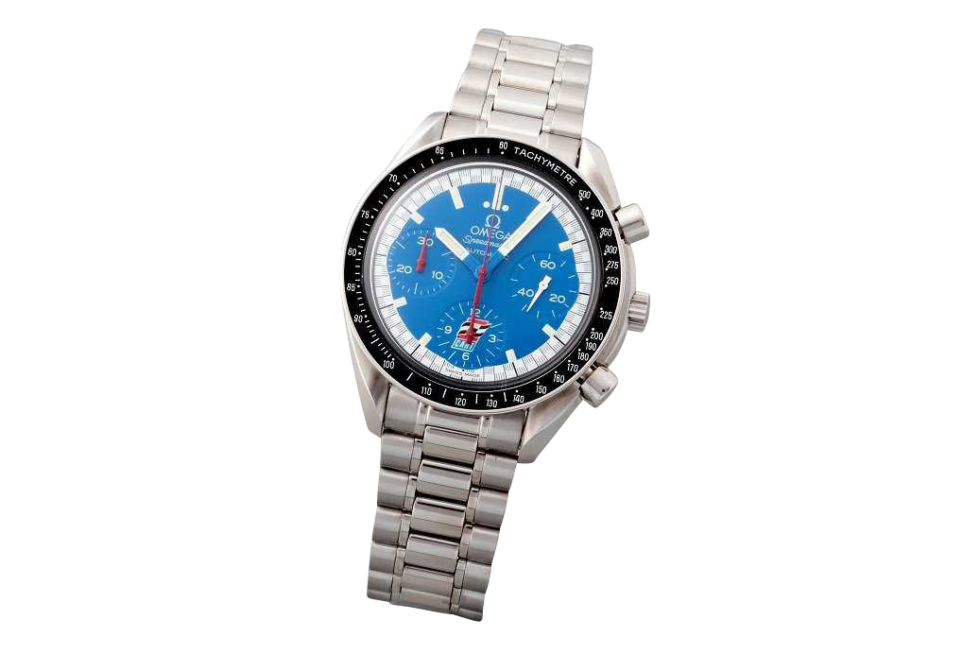 3206_1 Stainless Steel Omega Speedmaster Blue Cart Logo Watch