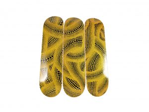 Lot #HB29-044 – Yayoi Kusama Yellow Trees Triptych Skateboard Decks Skateboard Decks MOMA