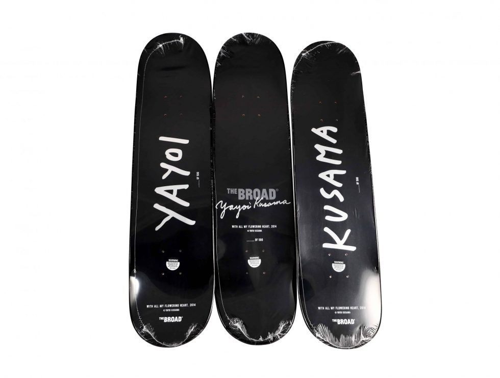 7064 Yayoi Kusama Flowering Heart Triptych Skateboard Deck Set