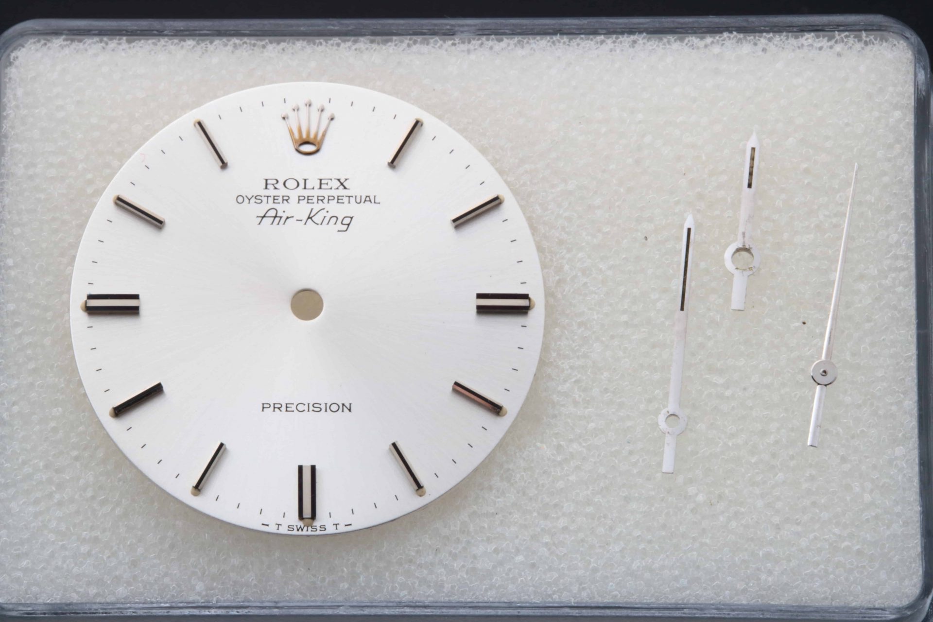 Lot #6710 – Rolex Air-King #5500 T Swiss T Watch Dial + Hand Set Lot #6710 – Rolex Air-King #5500 T Swiss T Watch Dial + Hand Set 5500 Lot #6710 – Rolex Air-King #5500 T Swiss T Watch Dial + Hand Set 5500 Rolex Air-King Dial
