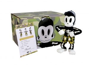 Lot #HB29-013 – Cote Escriva x Thunder Mates Creepy Monkey Camo Sculpture Limited Edition Art Toys Cote Escriva