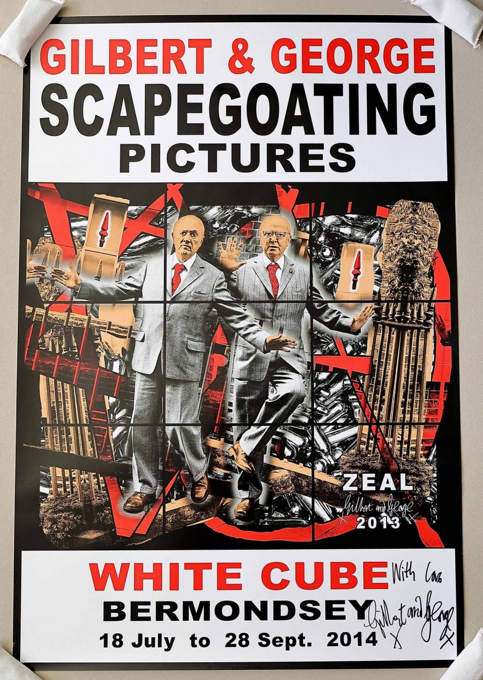 HB29-074 – Gilbert & George Signed Scapegoating Pictures Zeal Poster – Baer & Bosch Auctions