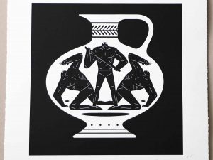 Lot #12912 – Cleon Peterson End Of Empire Aryballos Screen Print White LTD ED 150 Art Cleon Peterson