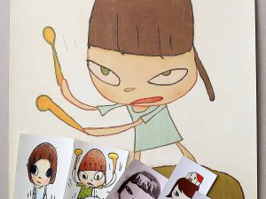 Lot #12846 – Yoshitomo Nara Marching on a Butterbur Leaf Print With Stickers 2019 Joshua Vides Yoshitomo Nara