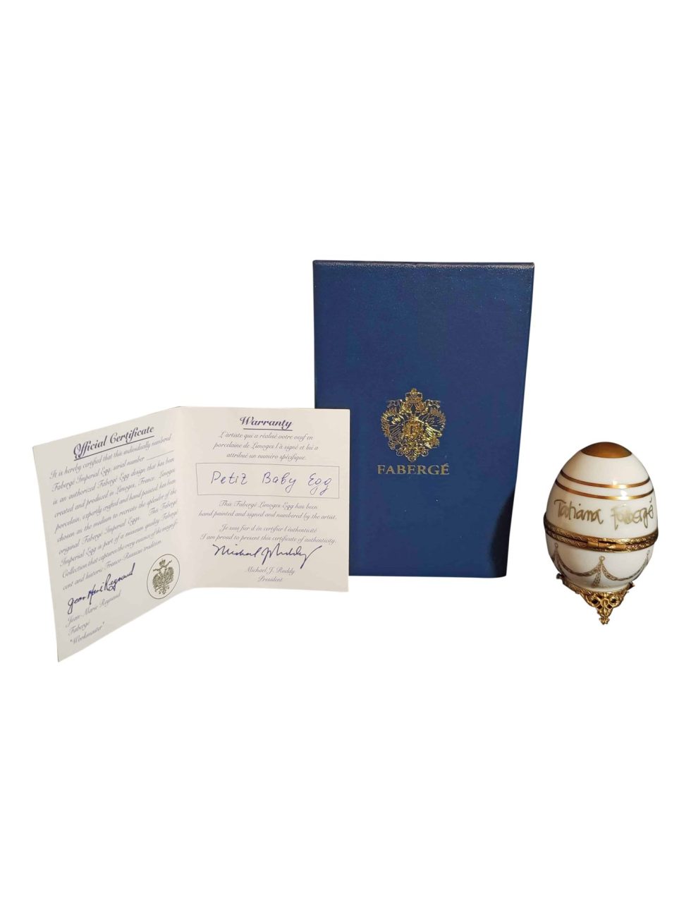 12266 Faberge Petit Baby Egg With Bear Hand Signed by Tatiana Faberge NIB COA – Baer & Bosch