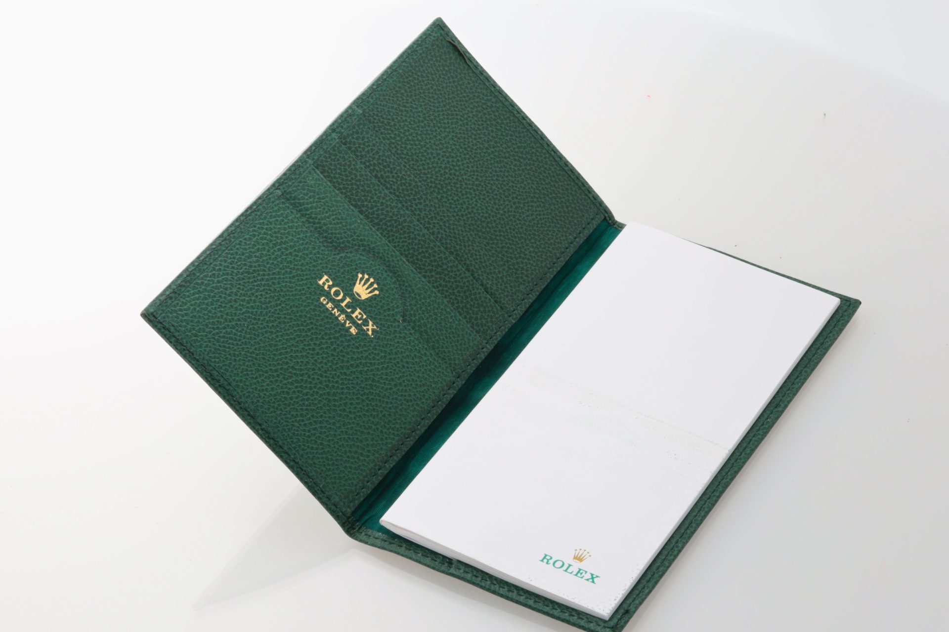Lot #HB31-026 – Vintage Rolex Green Leather Notepad Cards Holder Lot #HB31-026 – Vintage Rolex Green Leather Notepad Cards Holder Rolex Lot #HB31-026 – Vintage Rolex Green Leather Notepad Cards Holder Rolex Card Holder