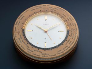 Lot #AN4971A – Gubelin World Time Alarm Desk Clock Clocks