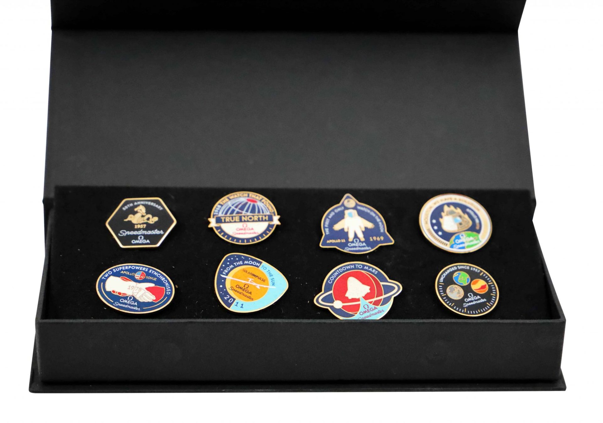 Lot #AN3836A – Omega Speedmaster 50th Anniversary Apollo Moon 8 Pin Set Lot #AN3836A – Omega Speedmaster 50th Anniversary Apollo Moon 8 Pin Set Rarities Lot #AN3836A – Omega Speedmaster 50th Anniversary Apollo Moon 8 Pin Set Rarities Acquire Now